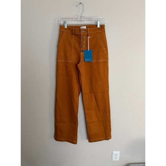 Market & Spruce Pants - Market & Spruce Womens Rust Orange High Rise Button Fly Wide Leg Pants Size 2